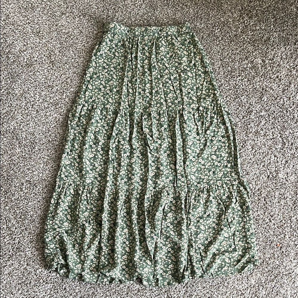 AEO Tiered Floral Maxi Skirt